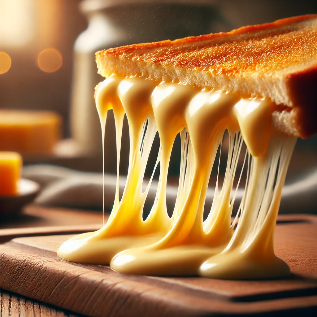 Best Cheese for Melting, showcasing hot, gooey melted cheese stretching from a grilled cheese sandwich
