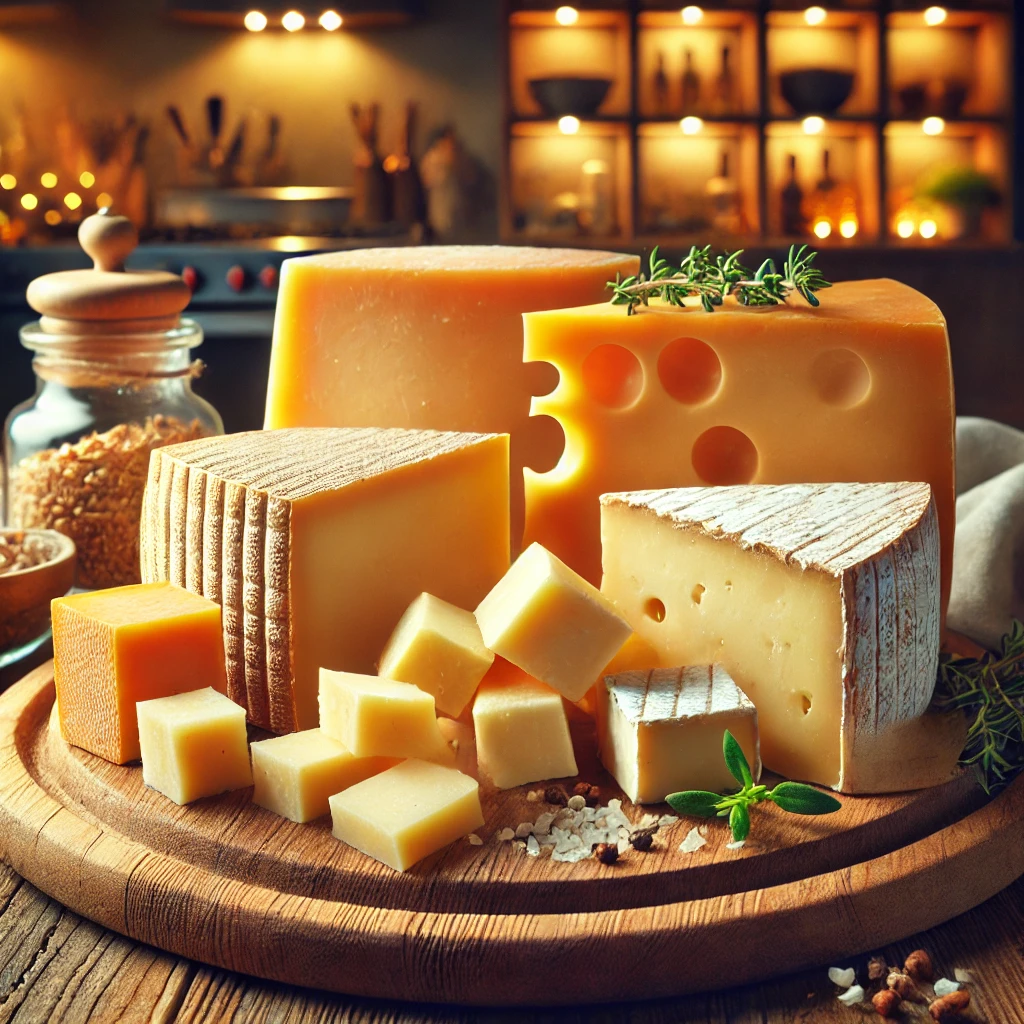 Is Aged Cheese Lactose-Free displaying aged cheeses with a lactose-free label