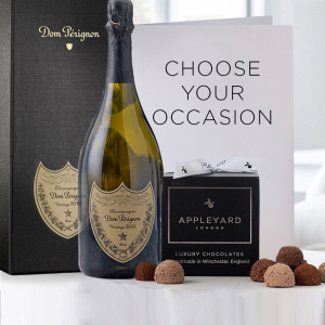 Dom Perignon 2015 Vintage Champagne (75cl), 12 Handmade Chocolate Truffles & Occasion Card