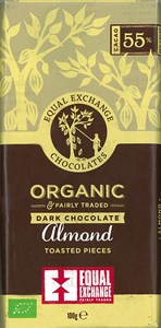 Equal Exchange, organic, toasted almond dark chocolate bar