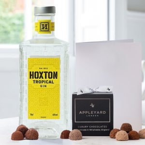 Hoxton Tropical Gin (70cl), 12 Handmade Chocolate Truffles & Occasion Card