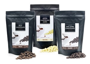 Milk, 54% Dark & White chocolate chips (3x 1kg Bundle)