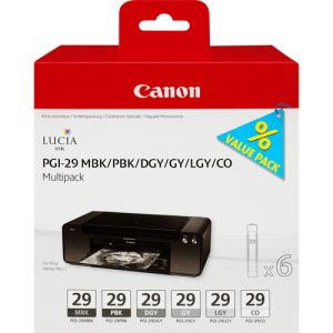 Original Canon PGI-29 Ink Cartridge Multipack (MBK/PBK/DGY/GY/LGY/CO)