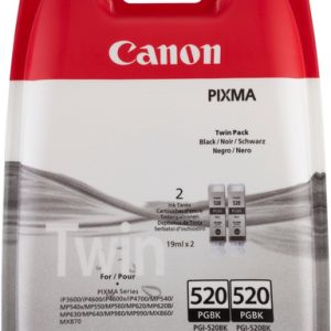 Original Canon PGI-520BK Black Ink Cartridge Twin Pack