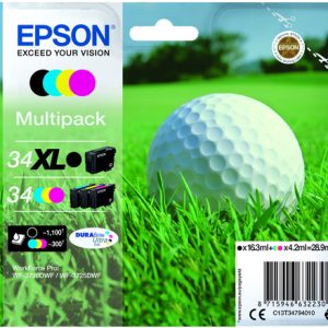 Original Epson 34XL/34 High Capacity Ink Cartridge Multipack (B/C/M/Y)