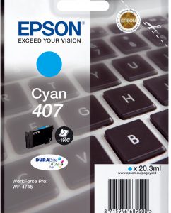 Original Epson 407 Cyan Ink Cartridge