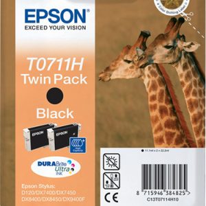 Original Epson T0711H Black Ink Cartridge Twin Pack