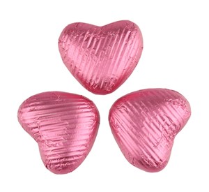 Pink chocolate hearts - Bulk box of 200