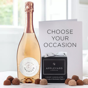 Rosé Prosecco (75cl), 12 Handmade Chocolate Truffles & Occasion Card