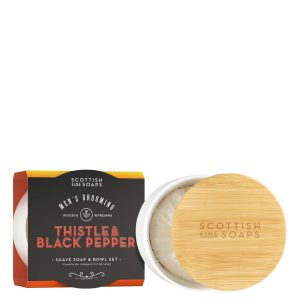 Scottish Fine Soaps Thistle & Black Pepper Shave Soap & Bowl Set 100g