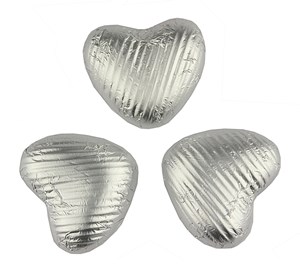 Silver chocolate hearts - Bulk box of 200