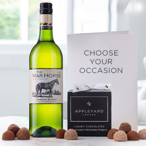 War Horse Chenin Blanc (75cl), 12 Handmade Chocolate Truffles & Occasion Card