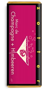 Zotter, Hand Scooped, Marc de Champagne & Raspberry, 70% Dark Chocolate bar