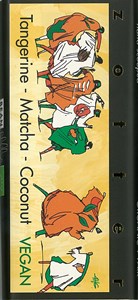 Zotter, Hand Scooped, Vegan, Tangerine, Matcha, Coconut, 70% Dark Chocolate bar
