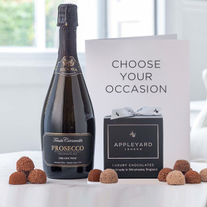 Prosecco Fidora Organic (75cl), 12 Handmade Chocolate Truffles & Occasion Card