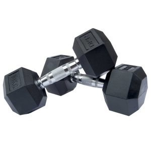 DKN Rubber Hex Dumbbells - 2 x 10kg