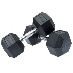 DKN Rubber Hex Dumbbells - 2 x 22.5kg
