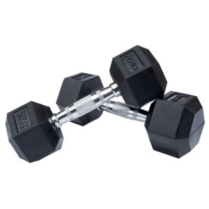 DKN Rubber Hex Dumbbells - 2 x 5kg