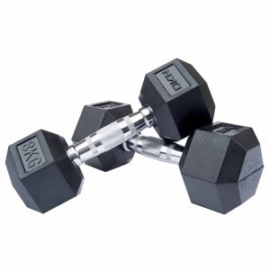 DKN Rubber Hex Dumbbells - 2 x 8kg