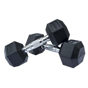 DKN Rubber Hex Dumbbells - 2 x 9kg