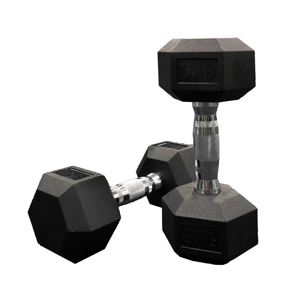 Jordan 2.5kg-25kg JLC Rubber Hex Dumbbell Set - 10 Pairs