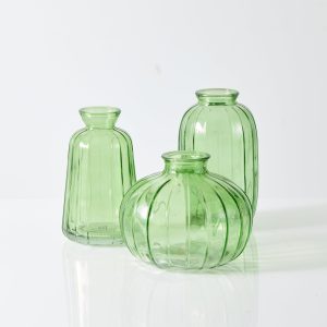 Sage Glass Bud Vases - Set of 3