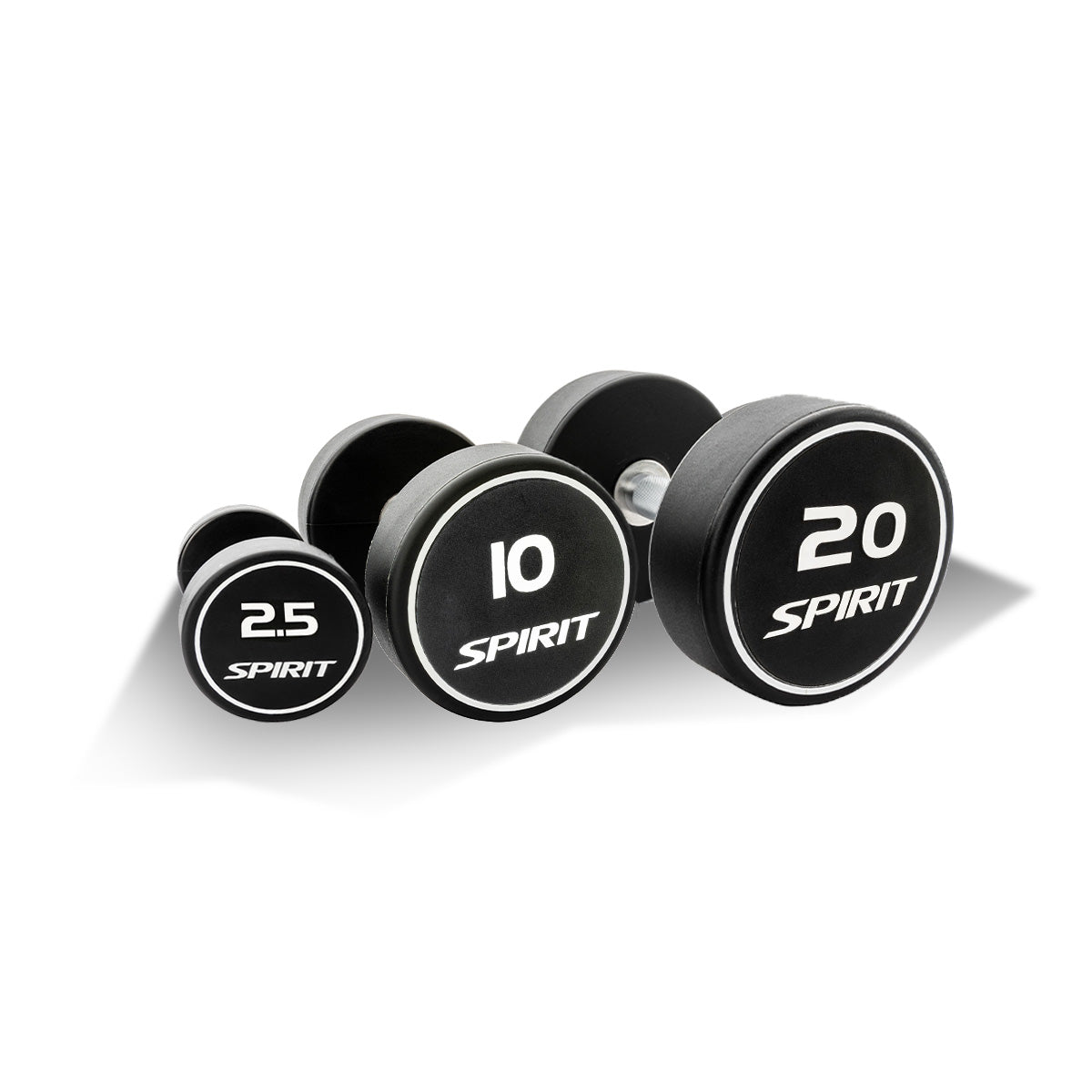 Spirit Fitness 2.5kg to 20kg Round CPU Dumbbells Set - 8 pairs
