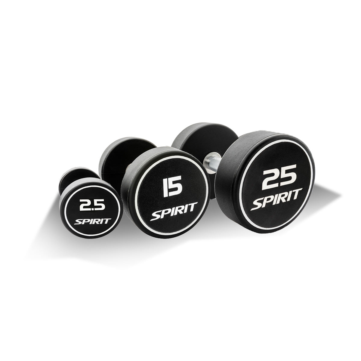 Spirit Fitness 2.5kg to 25kg Round CPU Dumbbells Set - 10 pairs