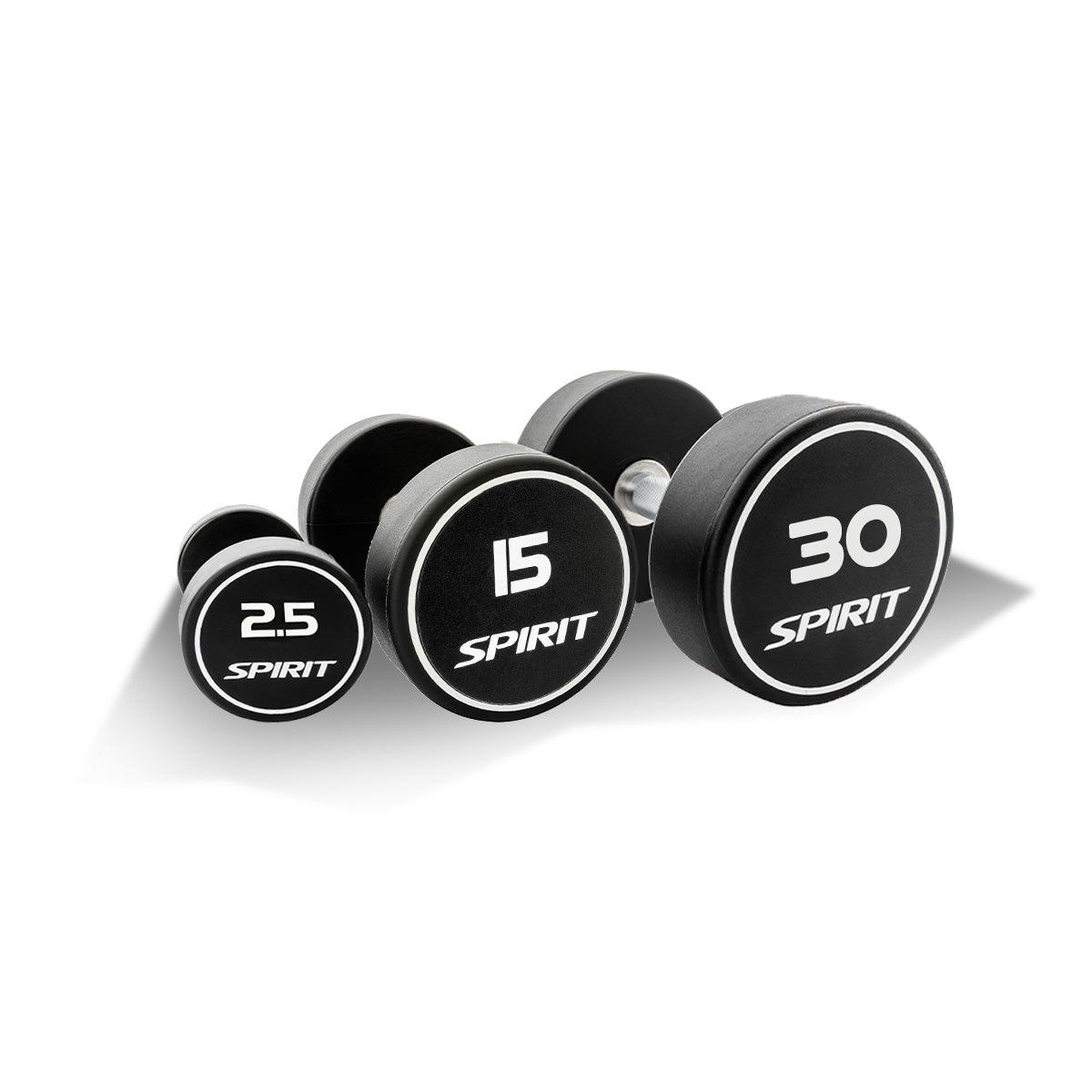 Spirit Fitness 2.5kg to 30kg Round Rubber Dumbbells Set - 12 pairs