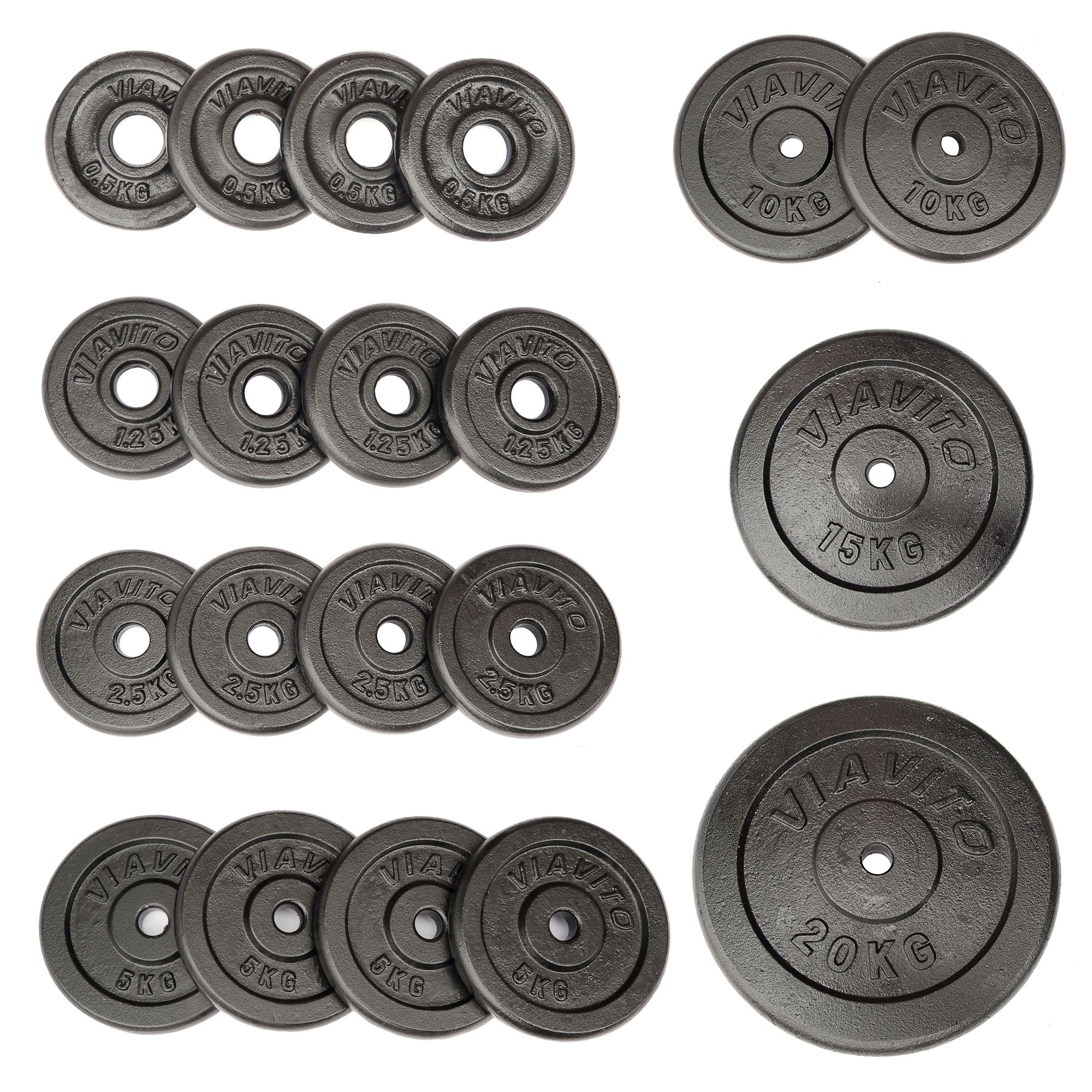 Viavito Cast Iron Standard Weight Plates - 4 x 2.5kg