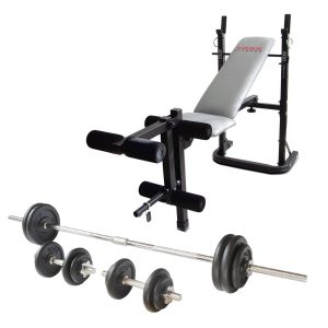 York B500 Weight Bench with Viavito 50kg Cast Iron Weight Set