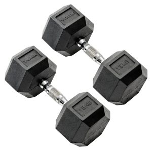 York Commercial - 2 x 15kg Rubber Hex Dumbbell