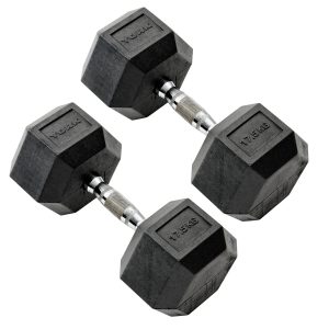 York Commercial - 2 x 17.5kg Rubber Hex Dumbbell
