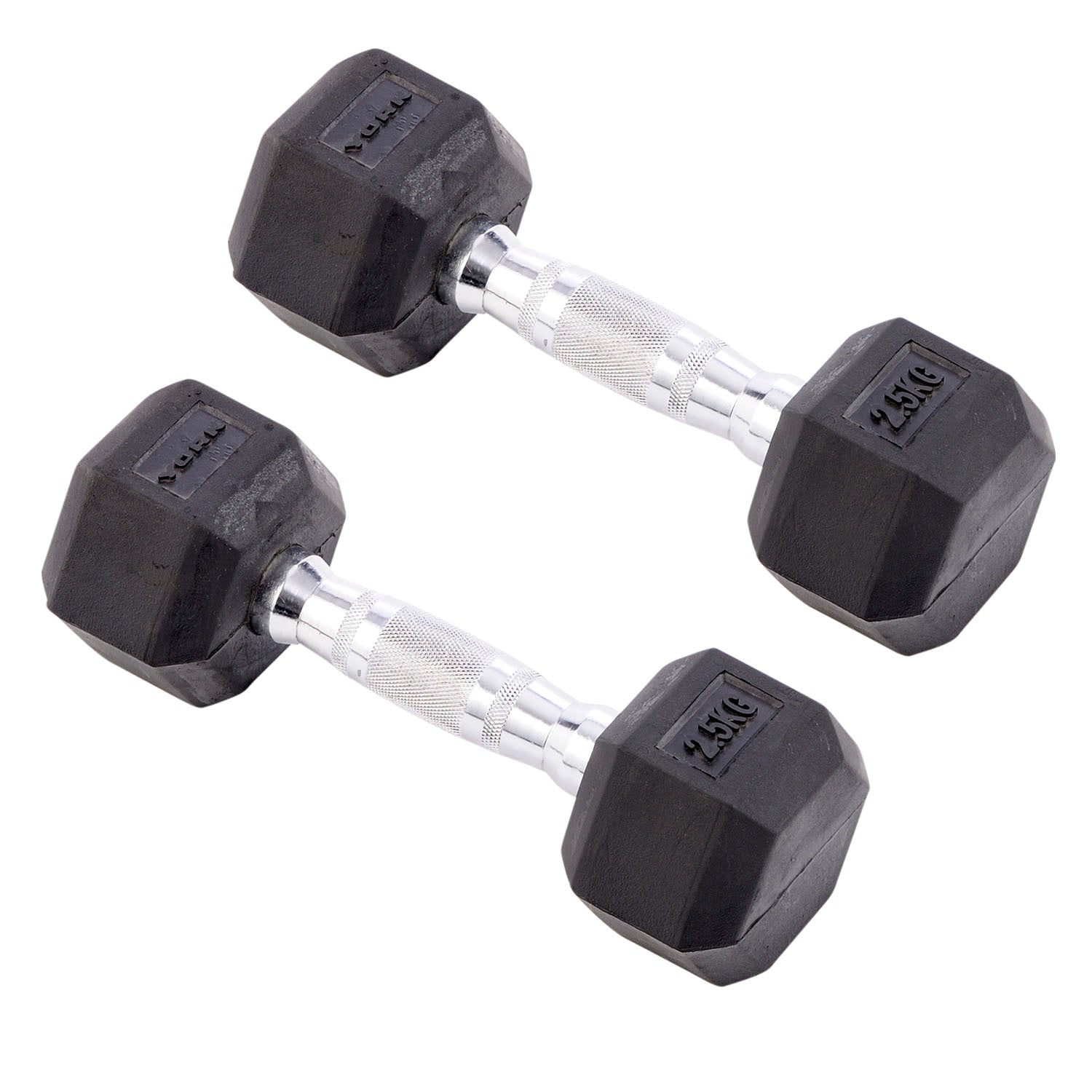 York Commercial - 2 x 2.5kg Rubber Hex Dumbbell
