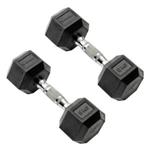 York Commercial - 2 x 5kg Rubber Hex Dumbbell