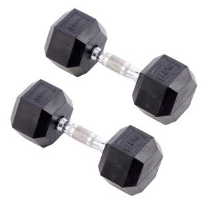 York Commercial - 2 x 7.5kg Rubber Hex Dumbbell