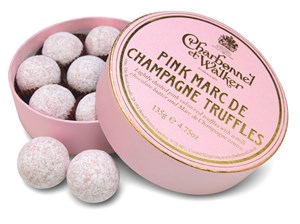 Charbonnel et Walker Pink Marc de Champagne truffles - 135g box - Best before: 23rd June 2026