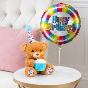 Keeleco Happy Birthday Bear (15cm) & Happy Birthday Balloon