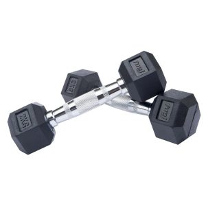 Fuel Fitness Rubber Hex Dumbbells - 2 x 12.5kg