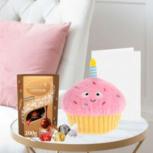 Keels Snackies Cupcake (18cm), Lindor Assorted Truffles (200g) & Occasion Card