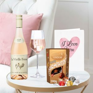 La Vielle Ferme Rose Wine (75cl), Lindor Assorted Truffles (200g) & Romance Card